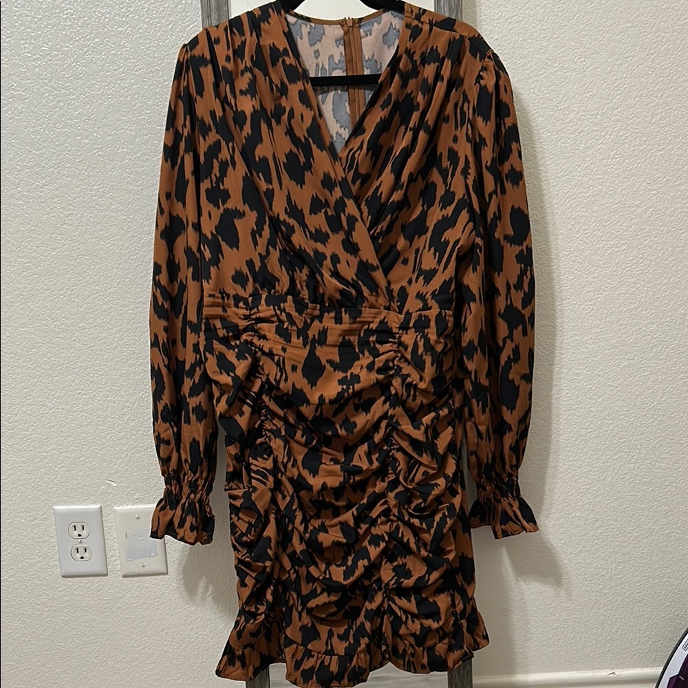 Leopard Print Ruched Dress